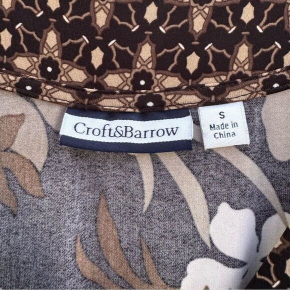 Croft & Barrow Women's Floral Brown Earthy V Neck Neautral Maxi Dress Size Small - Picture 6 of 7